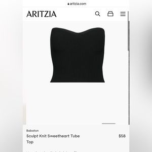 Aritzia Babaton Sculpt Knit Sweetheart Tube Top Ribbed Black